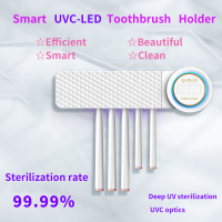 Newest design family household wall mounted UV toothbrush sterilizing holder toothpaste dispenser sanitizer holder